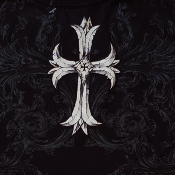 NWT AFFLICTION Rebel Saints Black T-Shirt Short Sleeve Toddler Skull Biker - Picture 4 of 4